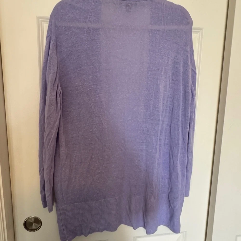 GUC - Ann Taylor - linen blend open cardigan - lilac - Large - Picture 7 of 10